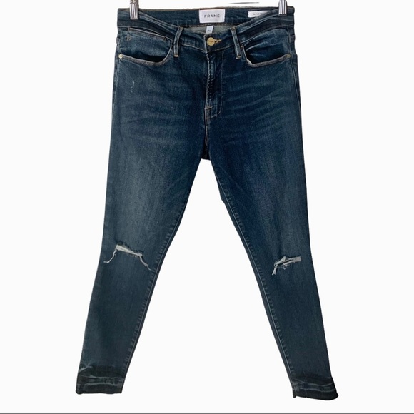 FRAME DENIM Le High Skinny Distressed Jeans Dale Bend Stretch Style LHSKRHT665 - Picture 8 of 16